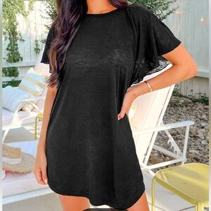 Cupshe black medium cutout dolman sleeves cover up dress NWT